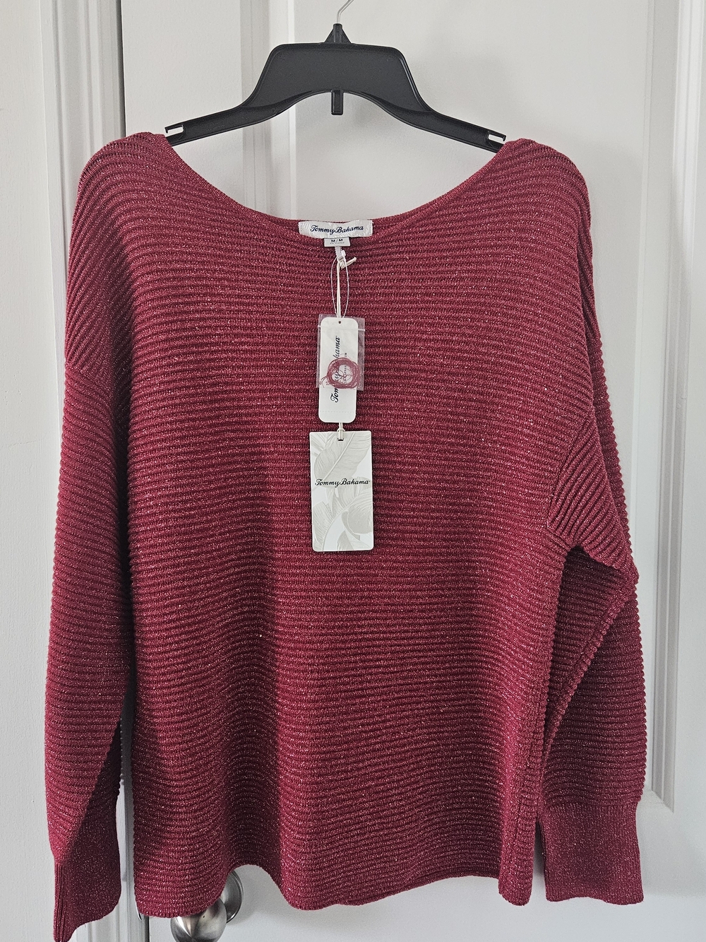 NWT Tommy Bahama Bonita Sequin Ottoman Boat Neck Long Sleeve Sweater Size M